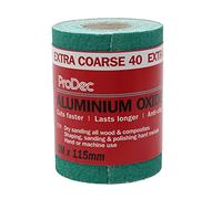 ProDec 5m Roll 40 Grit Extra Coarse Grade Green Aluminium Oxide Abrasive Sanding Paper for Sanding Wood, Paint, Plaster, Filler, Metal and More, 115mm Wide Sandpaper Compatible with Machine Sanders