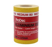 ProDec 5m Rotolo 80 Grana media Carta abrasiva gialla all'ossido di alluminio per la levigatura di legno, vernice, gesso, stucco, metallo e altro, carta abrasiva larga 115 mm