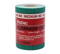 ProDec Rotolo di carta abrasiva in ossido di alluminio di grado medio, grana 80, per levigare legno, vernice, gesso, riempitivo, metallo e altro, larghezza 115 mm, compatibile con levigatrici a