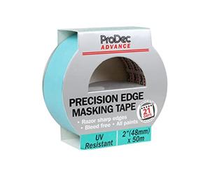 ProDec Advance Nastro coprente per pittori di precisione, 48 mm x 50 m, resistente ai raggi UV, per linee affilate e rasoi, senza sbavature di vernice, per pittura e decorazione di interni ed esterni,