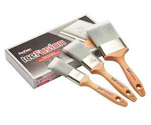 ProDec Advance Set di 3 pezzi di pennelli sintetici professionali Ice Fusion Trade per dipingere con vernici a emulsione, lucide e satinate su pareti, soffitti, legno e metallo