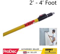 ProDec Palo di prolunga in fibra di vetro e alluminio, per telai a rulli di vernice, per una portata estesa compatibile con telai a vite e push-fit, da 0,6 m a 1,2 m