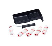 ProDec Contractor Set di 7 rulli da 4 pollici intrecciati, telaio e vassoio per una verniciatura liscia con pitture a emulsione su pareti e soffitti interni, 4".