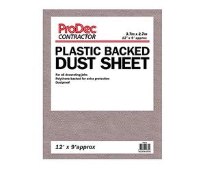 ProDec Contractor Telo antipolvere con retro in poliestere, 3,7 x 2,7 m, per pittura, decorazione, copertura scale, corridoi, corridoi e pavimenti, assorbe le fuoriuscite, non si immerge,