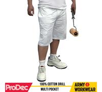 Prodec Imbianchini & Decoratori Lavoro Pantaloncini 100% Bianco Uomo Cargo Drill