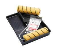 ProDec Set di 4 rulli gemelli a pelo medio, telaio a gabbia e vassoio per pitturare con pitture a emulsione e per muratura su pareti e soffitti interni ed esterni, più mini rulli Ice Fusion in omaggio