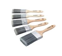 ProDec Set di 5 pennelli sintetici per decoratori per la verniciatura con pitture ad emulsione, lucide e satinate su pareti, soffitti, legno e metallo