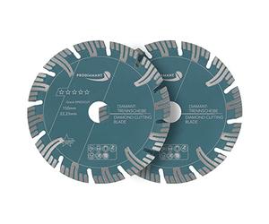 PRODIAMANT disco diamantato professionale in granito Super Speed Cut confezione doppia 150 mm x 22,2 mm con segmenti di protezione per tagliamuri