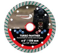 PRODIAMANT® Panther Turbo Diamond Blade [15,2 cm] - Disco da taglio professionale per materiali duri - granito, pietra naturale, clinker e calcestruzzo ad alta densità - 2,2 cm e 1,6 cm - EN 13236