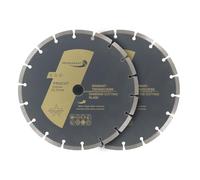 PRODIAMANT Set 2 Dischi Diamantati Universali 230 mm x 22,23mm - Segmento 7 mm, per cemento, pietra, mattoni, taglio a secco e umido, ideali per smerigliatrice angolare - Doppia Scorta Professionale