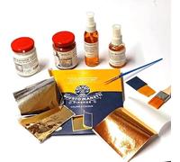 prodigital Set Professionale per Doratura, Solo Prodotti Italiani, con Foglie Similoro/Oro/Argento/Rame, Bolo, Missione, Vernice Finale, Gommalacca e Pennello Manico Cartone e Altri Pennelli