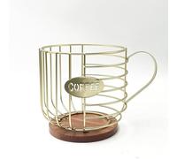 Prodotti in ferro e legno, contenitore per capsule di caffè, cestino portaoggetti per cucina e soggiorno