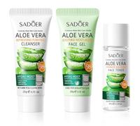 Prodotti per la cura della pelle in formato da viaggio: gel di aloe vera da 20 ml, detergente viso con collagene da 20 g, tonico all'aloe vera con acido ialuronico da 20 g, 3 set idratante da viaggio