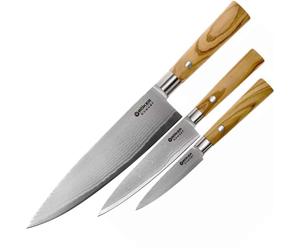 Prodotti usati - Set di coltelli da cucina BÖKER DAMAST OLIVE 3 pezzi 130440SET