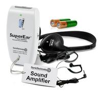 Prodotto di amplificazione del suono personale ricaricabile SuperEar Modello SE9000HP Sistema completo con cuffie e auricolari Aumenta il suono di 50 dB