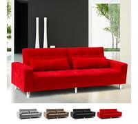 Produce Shop Divano Letto 2 3 posti con Schienale reclinabile e Cuscini Matrimoniale Quarzo Pronto Letto - Rosso