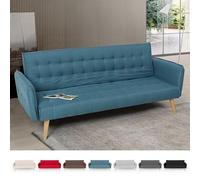 Produce Shop Divano Letto clic clac 3 posti in Tessuto reclinabile Design Nordico Malibu - Blu