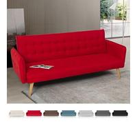 Produce Shop Divano Letto clic clac 3 posti in Tessuto reclinabile Design Nordico Malibu - Rosso