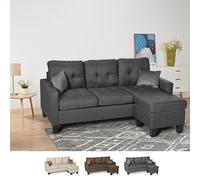 Produce Shop Divano Moderno angolare 3 posti Pouf 2 Cuscini Soggiorno Remissus - Grigio