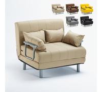Produce Shop Divano Poltrona Letto Piazza e Mezza Pieghevole Tessuto Deborah Twin - Beige