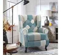 Produce Shop Poltrona Patchwork Relax bergère reclinabile poggiapiedi Azzurro Ethron