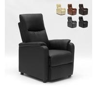 Produce Shop Poltrona Relax Reclinabile con Poggiapiedi in Similpelle Giulia - Nero