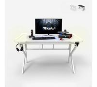 Produce Shop Scrivania Gaming 120x60cm LED Carbonio Porta Cuffie bibite ergonomica Sportbot LED 120 - Bianco