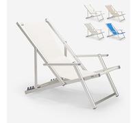 Produce Shop Sedia Sdraio Mare Spiaggia braccioli Alluminio Pieghevole Riccione Gold Lux - Bianco