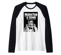 Production Is Down Tech - Poster Divertente con Film di Programmazione Maglia con Maniche Raglan