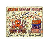 Productive Brain Dump - Tappetino per mouse piccolo con citazione polpo | Design a tema produttività, ispirazione per la gestione delle attività, accessorio da scrivania fantasioso