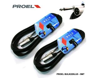 PROEL BULK220LU5 coppia cavi audio professionale cannon XLR JACK da 5 metri cad.
