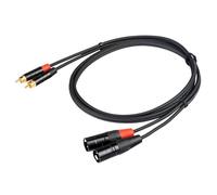 PROEL CHLP330LU3 - Cavo audio professionale ”STEREO” con connessioni 2 X spina RCA maschio a 2 x spina volante Cannon XLR 3P Maschio - 3mt., Nero