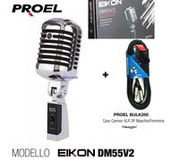 PROEL EIKON DM55 V2 MICROFONO VINTAGE OLD STYLE 50'/60' ELVIS anni 60 con CAVO