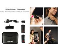 Proel Microfono wireless doppio EIKON TWINSTREAM – 2 mic, trasmettitore USB-C per smartphone, Nero