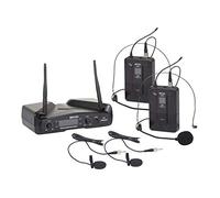Proel EIKON WM300DH - Doppio Radiomicrofono UHF Wireless Professionale con 1 ricevitore + 2 trasmettitori Archetto o Pulce, Nero