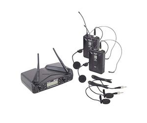 PROEL EIKON WM700DHA (DUAL) - Coppia microfoni wireless ad Archetto per karaoke, canto e live, Nero