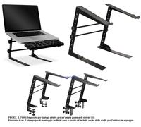 PROEL LTS001 SUPPORTO PER LAPTOP PC PER D.J con MONTAGGIO SU FLIGHTCASE o TAVOLO