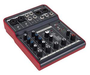 Proel MQ6FX - Mixer ultra-compatto a 6 ingressi e 2 bus con FX per Canto, Live e Karaoke, Nero/Rosso (MQ6FX)