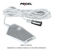 PROEL PA MIC62W BIANCO MICROFONO CONDENSATORE DA TAVOLO o PARETE PER CONFERENZE