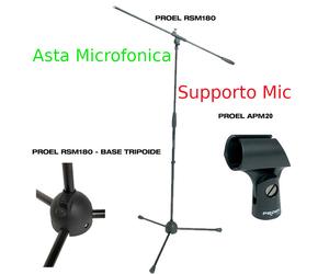 PROEL RSM180 ASTA PER MICROFONO GIRAFFA + REGGIMICROFONO ASTA MICROFONICA APM20
