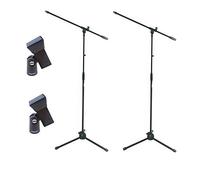 PROEL RSM180 - Coppia aste per microfono a giraffa + PROEL APM30 pinze porta microfono, Nero - Bundle (RSM180 x 2 + APM30 x 2)