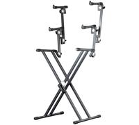 Proel Supporto per tastiera SPL253 – professionale a tre livelli, doppio telaio, Grigio Antracite