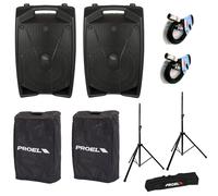Proel V12 PRO 2 Diffusori Att.600w Picco + 2 COVERV12 + FRE300KIT +2 BULK250LU10