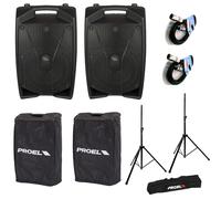 Proel V12 PRO 2 Diffusori Att.600w Picco + 2 COVERV12 + FRE300KIT +2 BULK250LU10