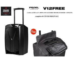 PROEL V12FREE TROLLEY CASSA ATTIVA 12" 400W A BATTERIA MP3/BLUETOOTH + COVER