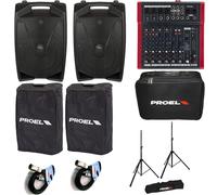 Proel V15 PRO 2 Diffusori 600W+MQ10FX MIXER+BAG+2COVERV15+FRE300KIT+2BULK250LU10