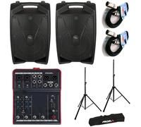 Proel V8 PRO 2 Diffusori Audio Attivo 600W + MQ6 MIXER+FRE300KIT +2x BULK250LU10