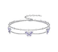 PROESS Bracciale a farfalla in argento Sterling 925 maglie viola doppio braccialetto farfalla gioielli regali per le donne fidanzate voi