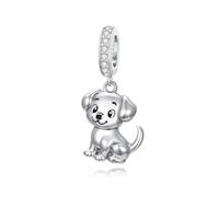 PROESS Ciondoli a forma di animale per braccialetti, in argento Sterling 925, a forma di mucca, cane, gatto, per la creazione di gioielli da donna, regalo di Natale per la festa della mamma, Argento