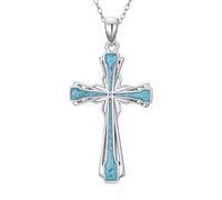 PROESS Collana a forma di croce in argento Sterling 925, con ciondolo a forma di croce occidentale, regalo religioso per donne, Argento sterling